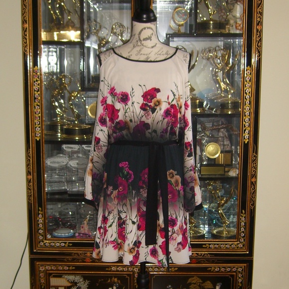 LIPSY FLORAL PRINT SPLIT SLEEVE DRESS US6 UK10 - Picture 1 of 5